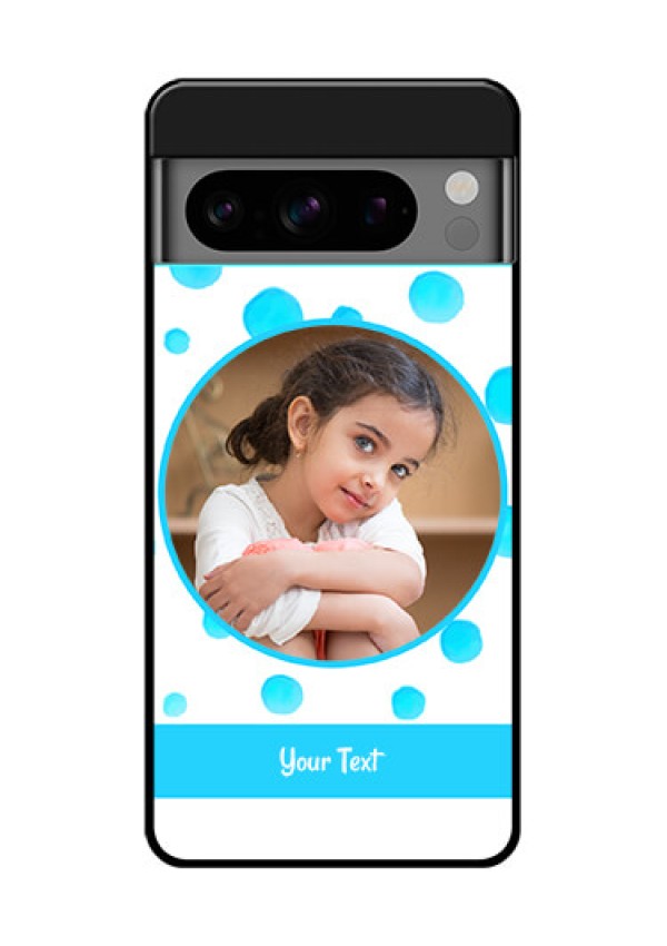 Google Pixel 8 Pro 5G Custom Glass Phone Case - Blue Bubbles Pattern Design