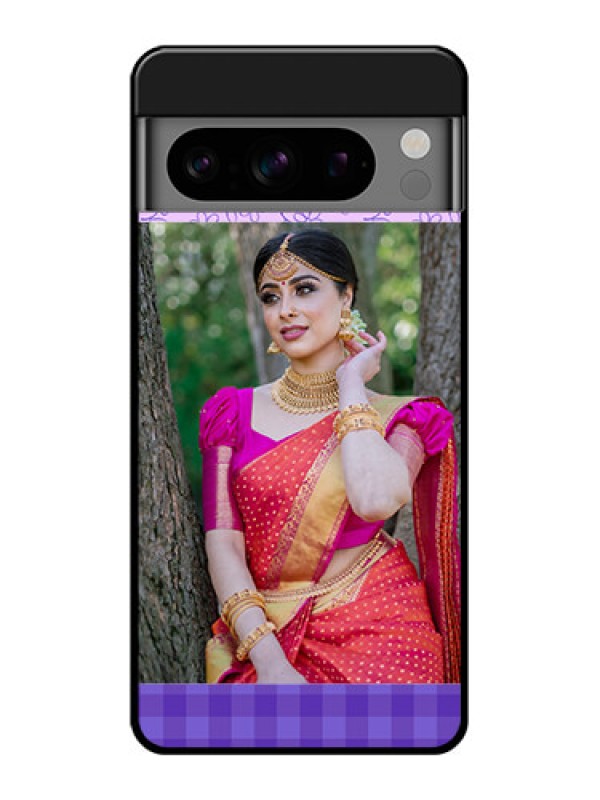 Custom Google Pixel 8 Pro 5G Custom Glass Phone Case - Purple Floral Design