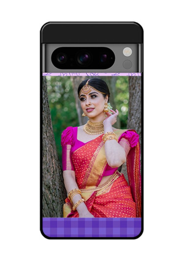 Google Pixel 8 Pro 5G Custom Glass Phone Case - Purple Floral Design