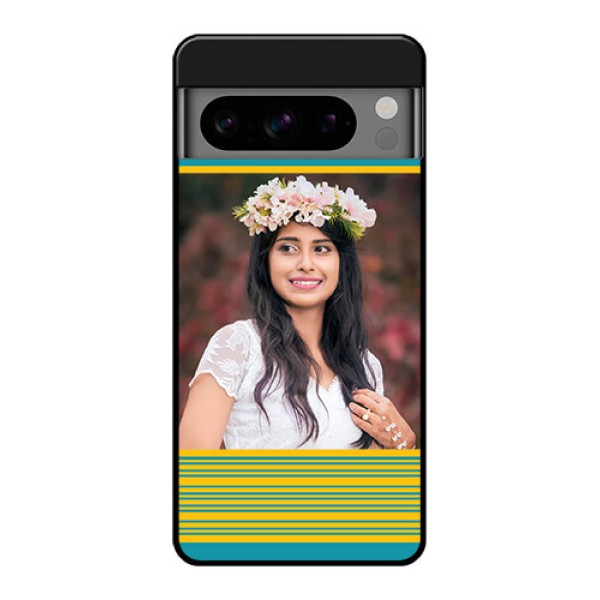 Google Pixel 8 Pro 5G Custom Glass Phone Case - Yellow and Blue Design