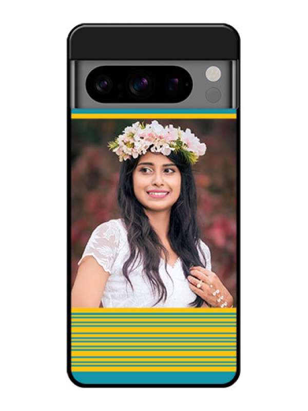 Custom Google Pixel 8 Pro 5G Custom Glass Phone Case - Yellow and Blue Design