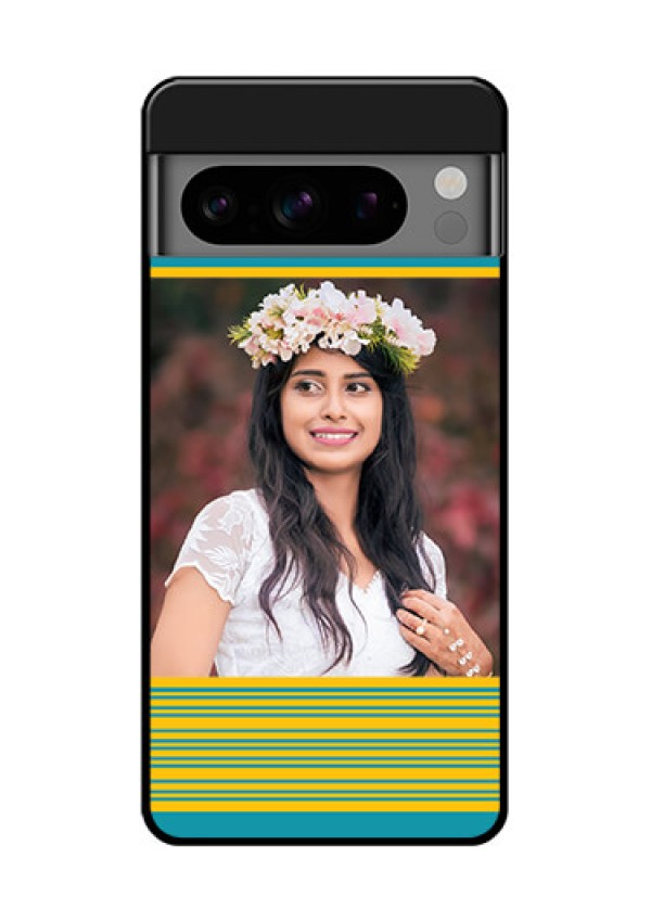 Google Pixel 8 Pro 5G Custom Glass Phone Case - Yellow and Blue Design