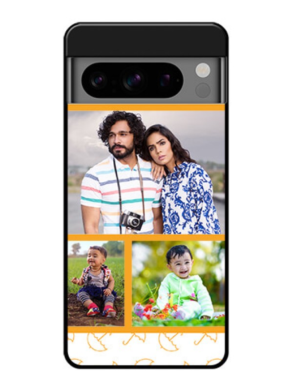 Custom Google Pixel 8 Pro 5G Custom Glass Phone Case - Yellow Pattern Design