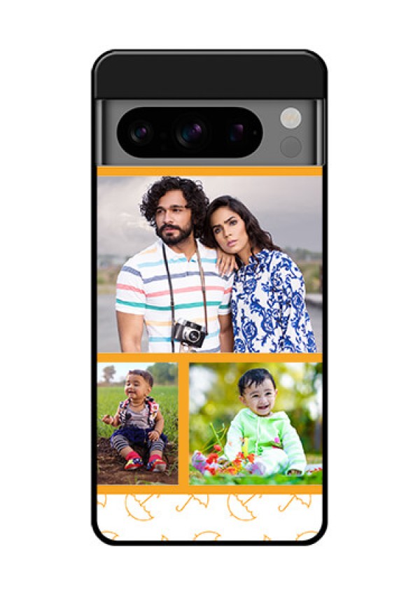 Google Pixel 8 Pro 5G Custom Glass Phone Case - Yellow Pattern Design