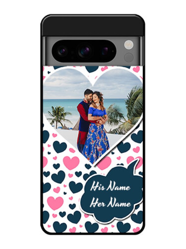 Custom Google Pixel 8 Pro 5G Custom Glass Phone Case - Pink and Blue Heart Design