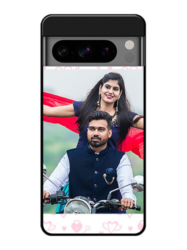 Custom Google Pixel 8 Pro 5G Custom Glass Phone Case - Pink Flying Heart Design