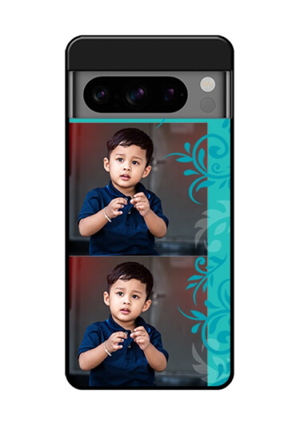 Google Pixel 8 Pro 5G Custom Glass Phone Case - With Photo And Green Floral Design