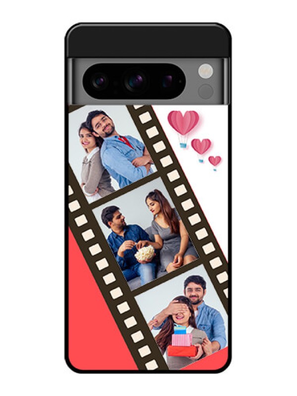 Custom Google Pixel 8 Pro 5G Custom Glass Phone Case - 3 Image Holder With Film Reel