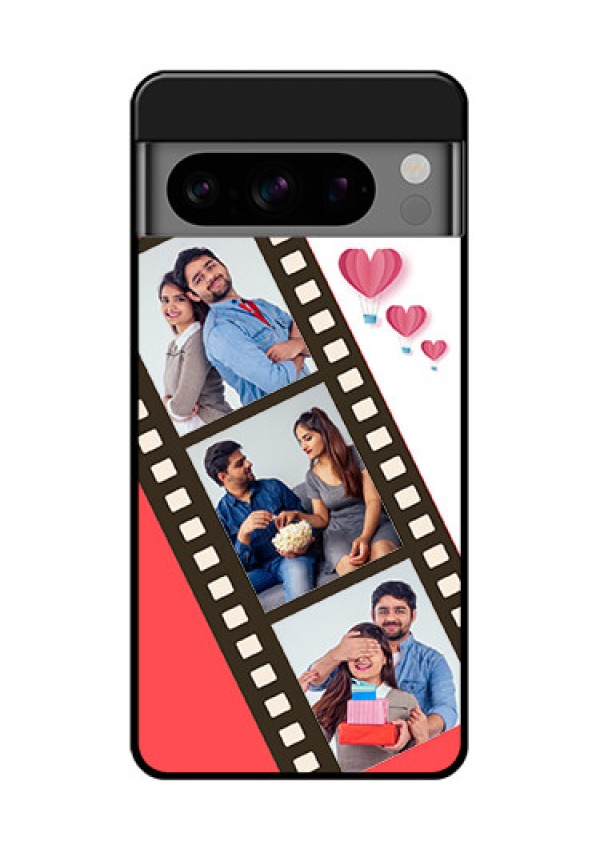 Google Pixel 8 Pro 5G Custom Glass Phone Case - 3 Image Holder With Film Reel
