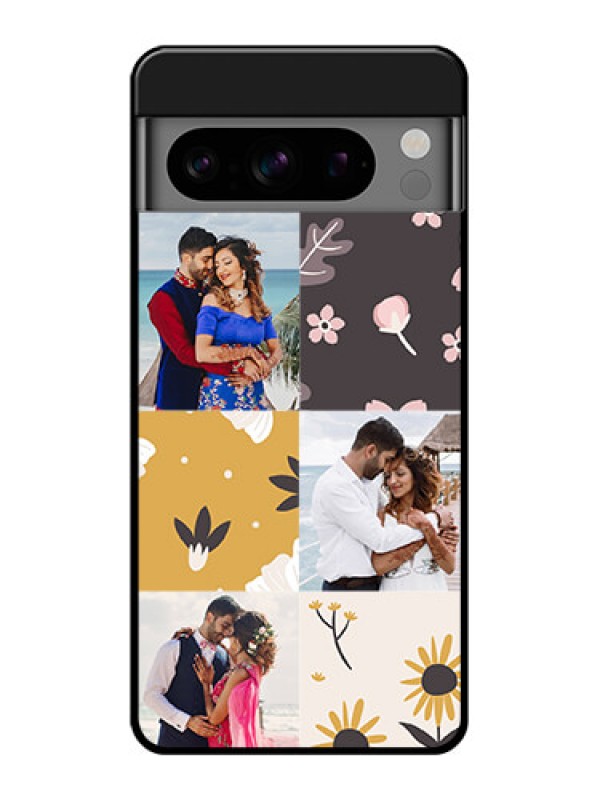 Custom Google Pixel 8 Pro 5G Custom Glass Phone Case - 3 Images With Floral Design