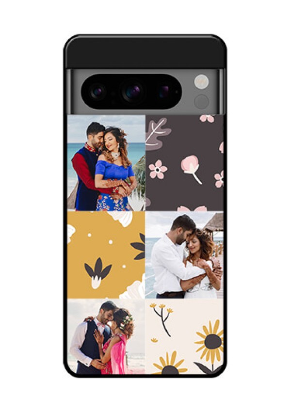 Google Pixel 8 Pro 5G Custom Glass Phone Case - 3 Images With Floral Design