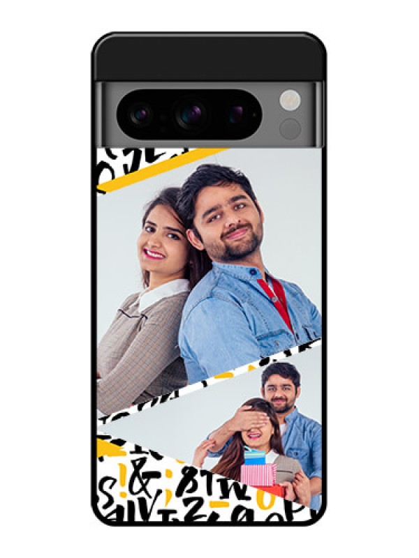 Custom Google Pixel 8 Pro 5G Custom Glass Phone Case - Letters Pattern Design