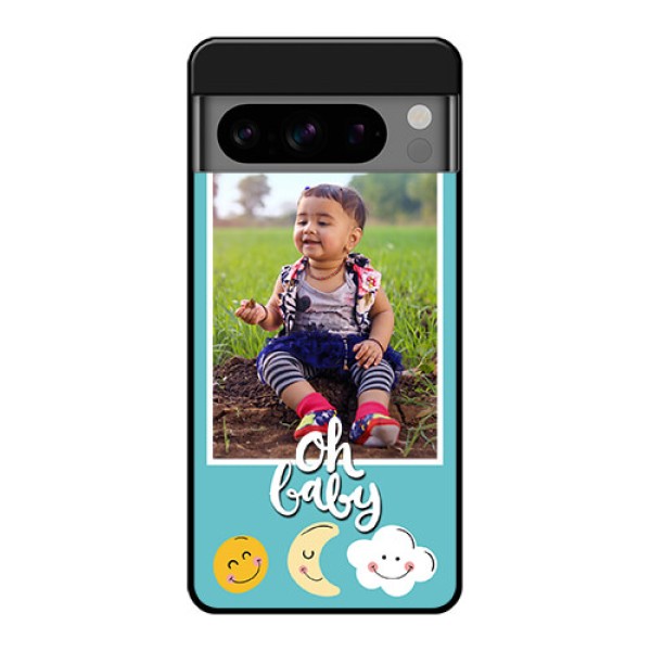 Google Pixel 8 Pro 5G Custom Glass Phone Case - Smiley Kids Stars Design