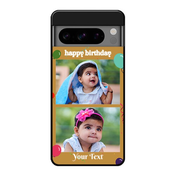 Google Pixel 8 Pro 5G Custom Glass Phone Case - Image Holder With Birthday Celebrations Design
