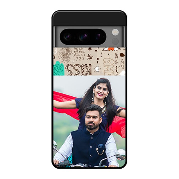 Google Pixel 8 Pro 5G Custom Glass Phone Case - Love Doodle Pattern