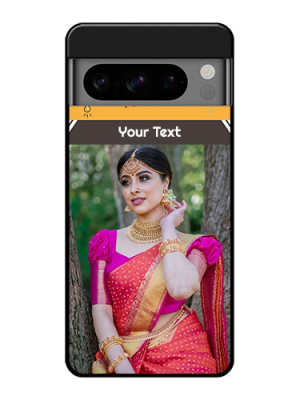 Custom Google Pixel 8 Pro 5G Custom Glass Phone Case - With Family Picture And Icons