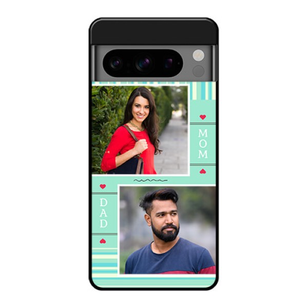 Google Pixel 8 Pro 5G Custom Glass Phone Case - Mom and Dad Pic Design