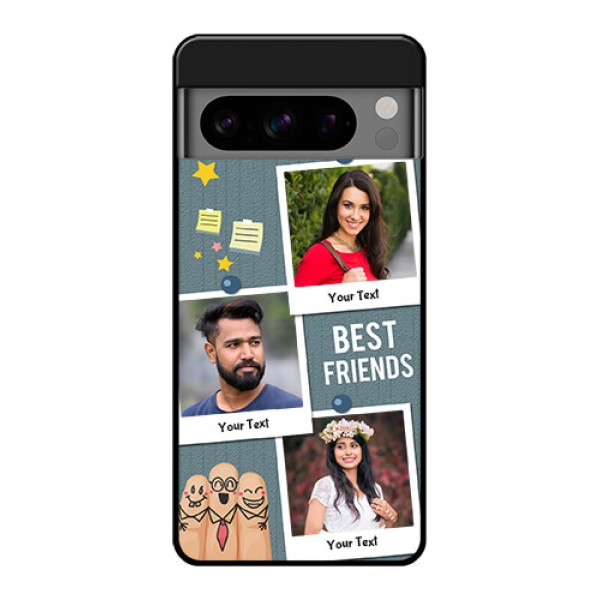 Google Pixel 8 Pro 5G Custom Glass Phone Case - Sticky Frames And Friendship Design