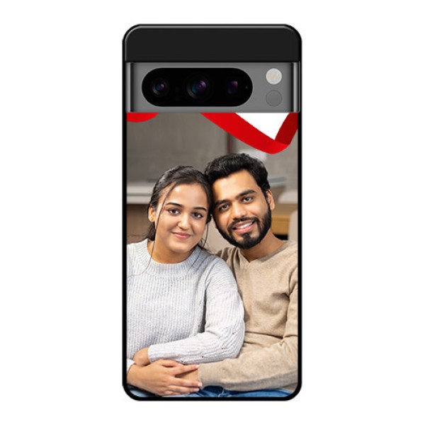 Google Pixel 8 Pro 5G Custom Glass Phone Case - Red Ribbon Frame Design