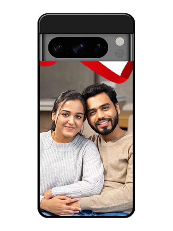 Custom Google Pixel 8 Pro 5G Custom Glass Phone Case - Red Ribbon Frame Design
