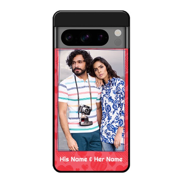 Google Pixel 8 Pro 5G Custom Glass Phone Case - With Red Heart Symbols Design