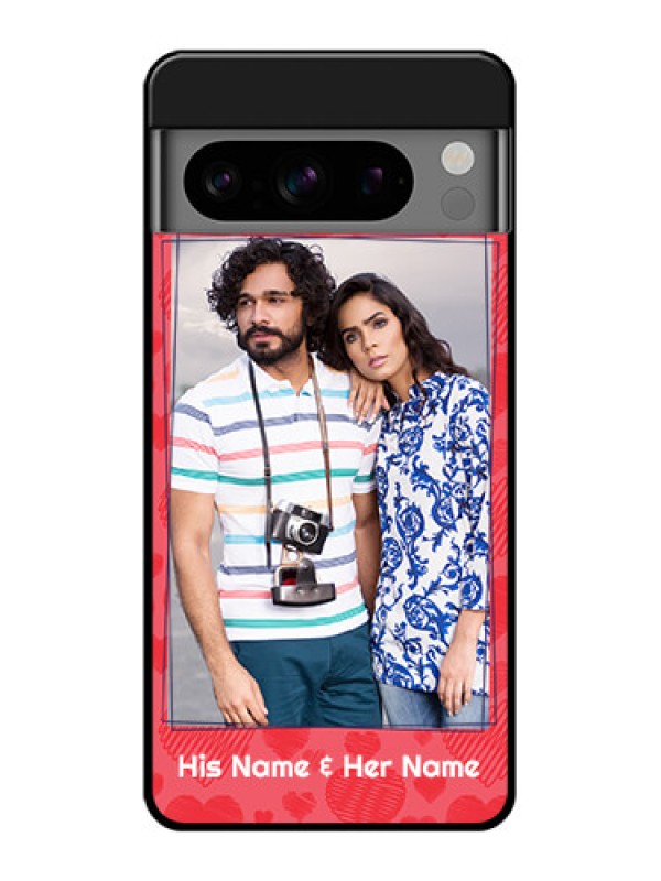 Custom Google Pixel 8 Pro 5G Custom Glass Phone Case - With Red Heart Symbols Design