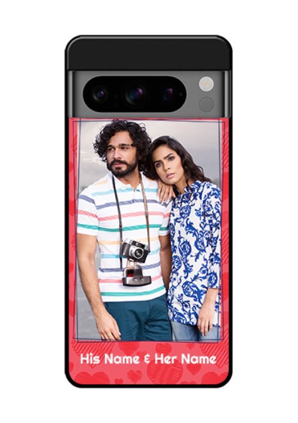 Google Pixel 8 Pro 5G Custom Glass Phone Case - With Red Heart Symbols Design
