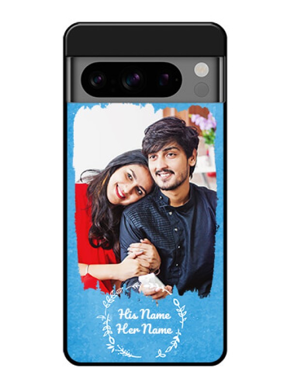 Custom Google Pixel 8 Pro 5G Custom Glass Phone Case - Blue Color Vintage Design