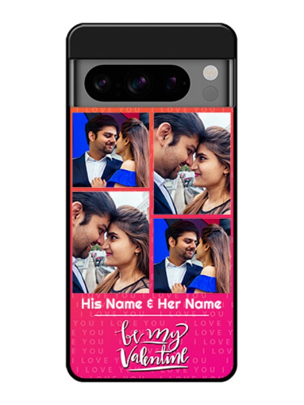 Custom Google Pixel 8 Pro 5G Custom Glass Phone Case - I Love You Pink Design