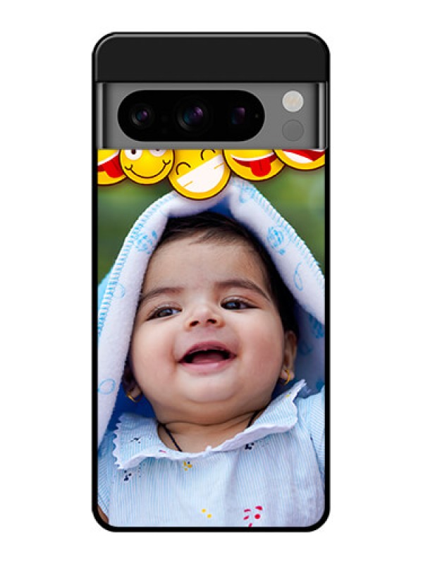 Custom Google Pixel 8 Pro 5G Custom Glass Phone Case - With Smiley Emoji Design