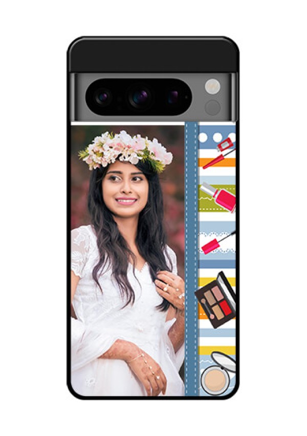 Google Pixel 8 Pro 5G Custom Glass Phone Case - Makeup Icons Design