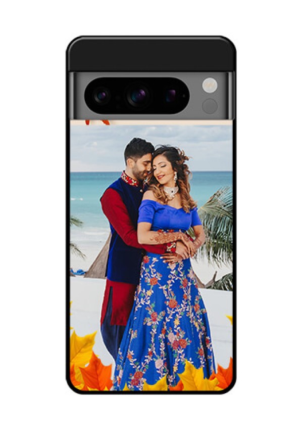 Google Pixel 8 Pro 5G Custom Glass Phone Case - Autumn Maple Leaves Design