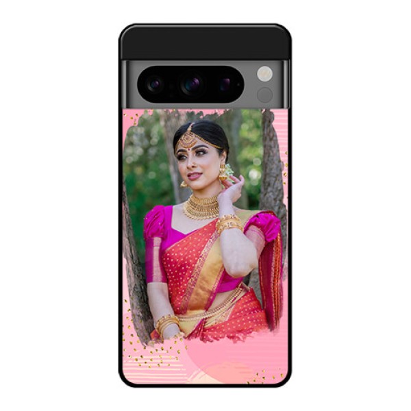 Google Pixel 8 Pro 5G Custom Glass Phone Case - Gold Glitter Splash Design