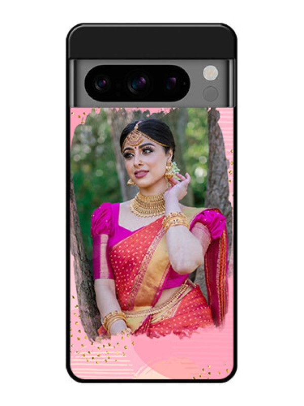 Custom Google Pixel 8 Pro 5G Custom Glass Phone Case - Gold Glitter Splash Design
