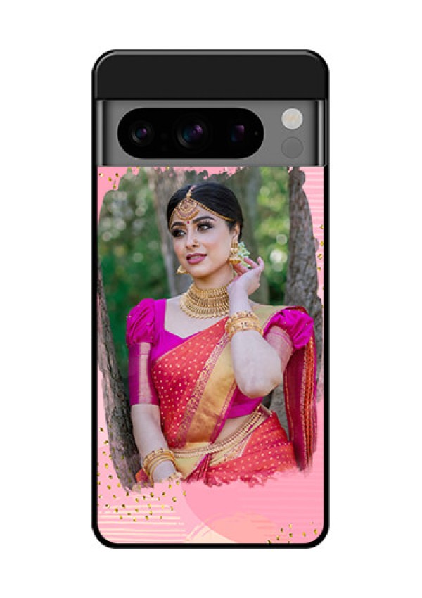 Google Pixel 8 Pro 5G Custom Glass Phone Case - Gold Glitter Splash Design