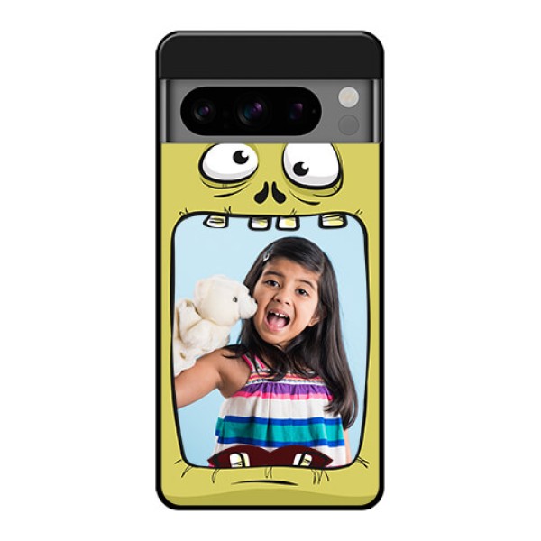 Google Pixel 8 Pro 5G Custom Glass Phone Case - Cartoon Monster Back Case Design
