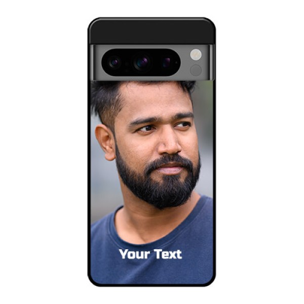 Google Pixel 8 Pro 5G Custom Glass Phone Case - Photo With Text Design