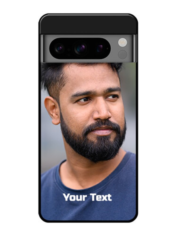 Custom Google Pixel 8 Pro 5G Custom Glass Phone Case - Photo With Text Design