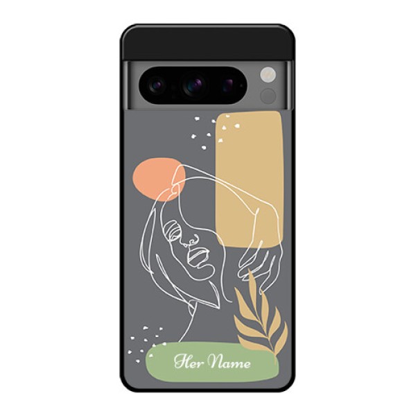 Google Pixel 8 Pro 5G Custom Glass Phone Case - Gazing Woman Line Art Design