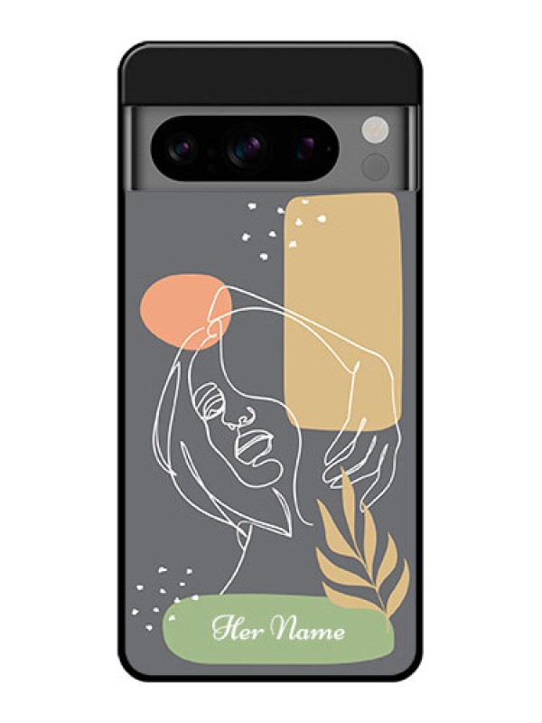 Custom Google Pixel 8 Pro 5G Custom Glass Phone Case - Gazing Woman Line Art Design