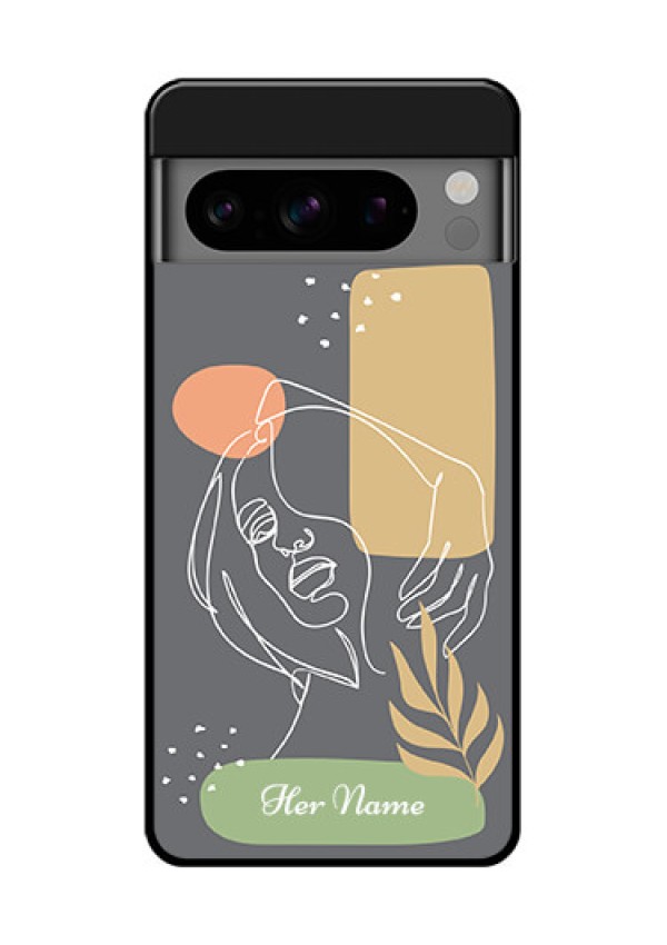 Google Pixel 8 Pro 5G Custom Glass Phone Case - Gazing Woman Line Art Design
