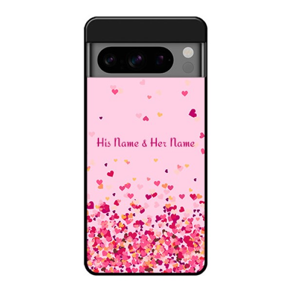 Google Pixel 8 Pro 5G Custom Glass Phone Case - Floating Hearts Design