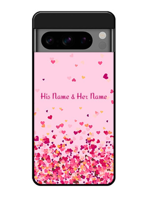Custom Google Pixel 8 Pro 5G Custom Glass Phone Case - Floating Hearts Design