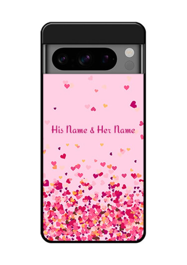 Google Pixel 8 Pro 5G Custom Glass Phone Case - Floating Hearts Design