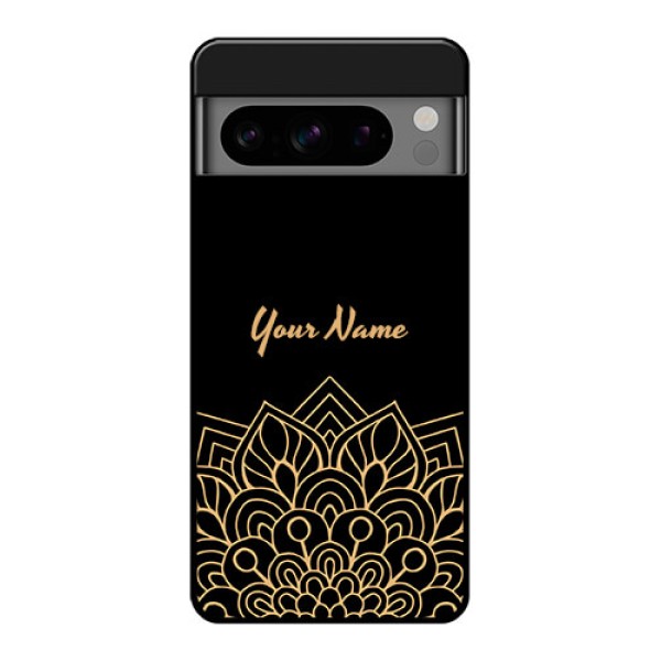Google Pixel 8 Pro 5G Custom Glass Phone Case - Golden Mandala Design
