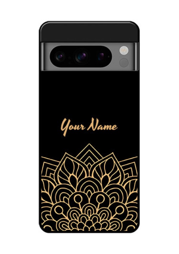 Google Pixel 8 Pro 5G Custom Glass Phone Case - Golden Mandala Design