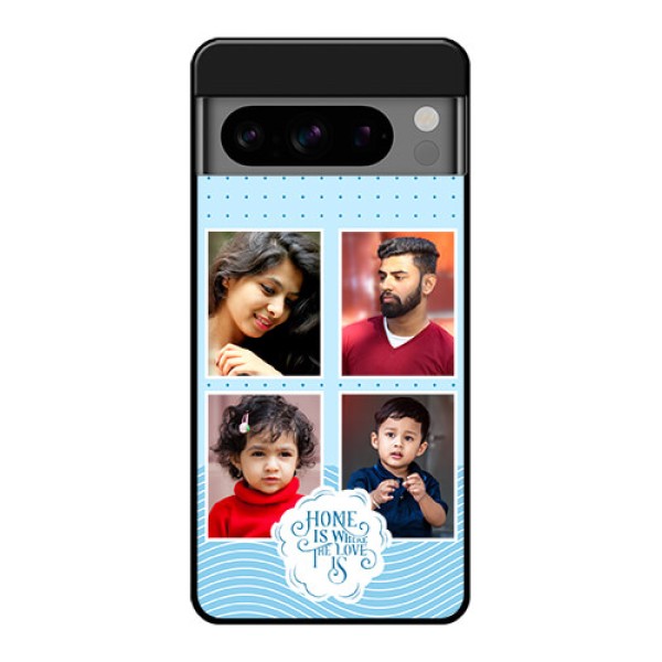Google Pixel 8 Pro 5G Custom Glass Phone Case - Cute Love Quote With 4 Pic Upload Design