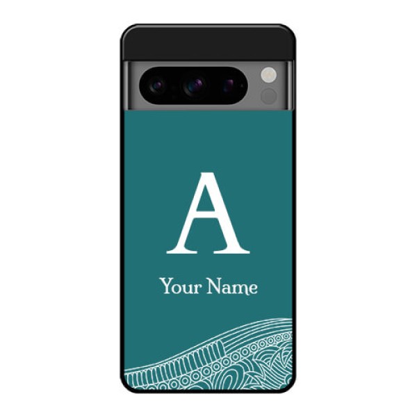 Google Pixel 8 Pro 5G Custom Glass Phone Case - Line Art Pattern With Custom Name Design
