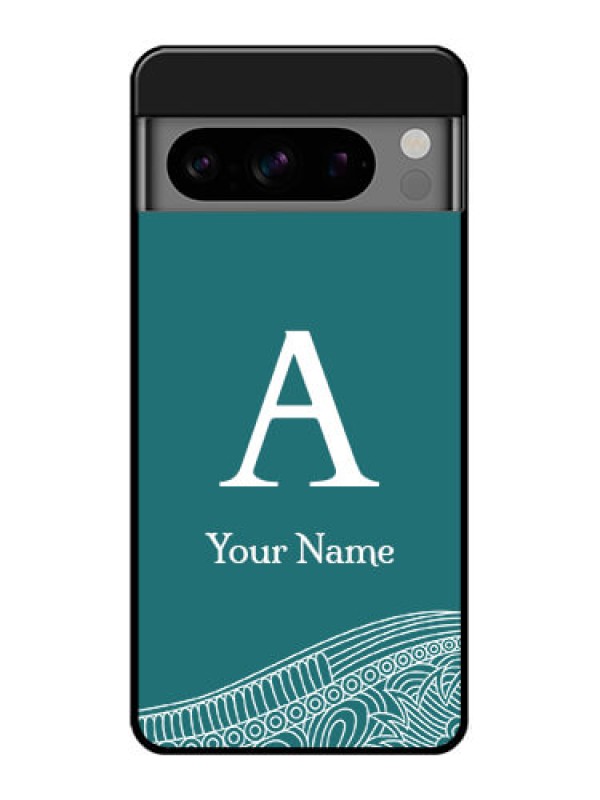 Custom Google Pixel 8 Pro 5G Custom Glass Phone Case - Line Art Pattern With Custom Name Design