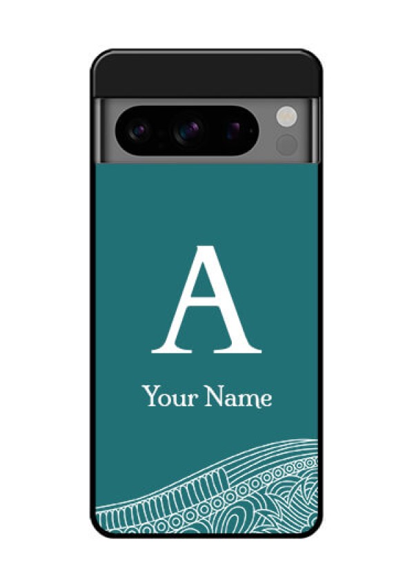 Google Pixel 8 Pro 5G Custom Glass Phone Case - Line Art Pattern With Custom Name Design